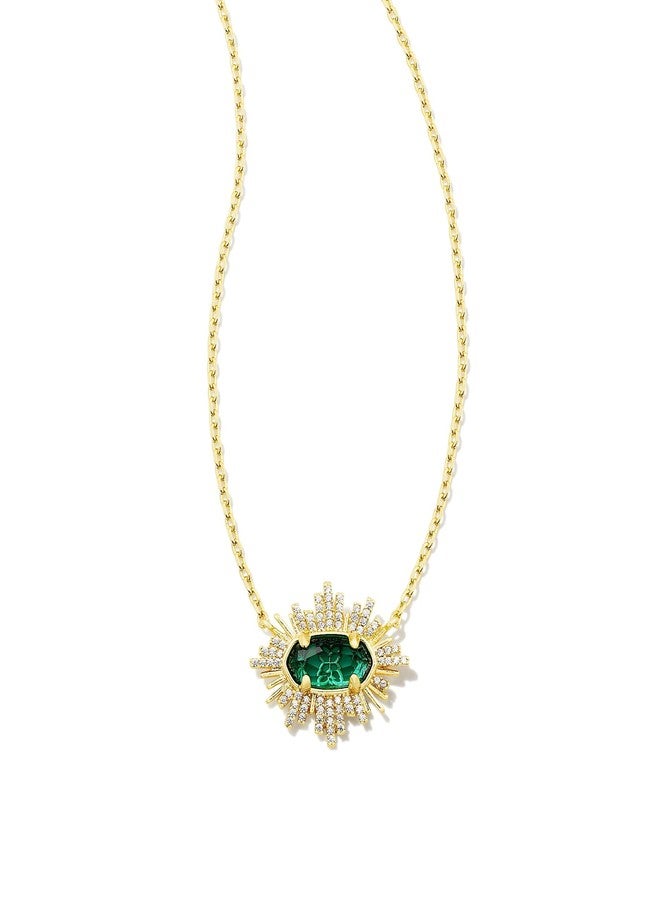 كيندرا سكوت قلادة قصيرة من كيندرا سكوت غرايسون بتصميم أشعة الشمس، إطار ذهبي وزجاج أخضر، مقاس واحد - Image 1