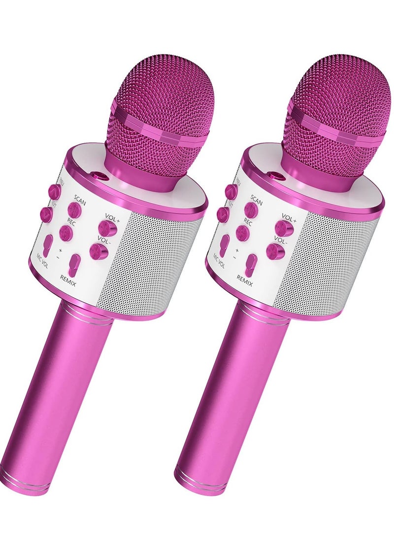 ELTRAZONE 2 Pack Wireless Bluetooth Karaoke Microphone for Kids – Portable Handheld Mic Speaker Machine in Purple, Perfect Gift for All Ages - Image 1