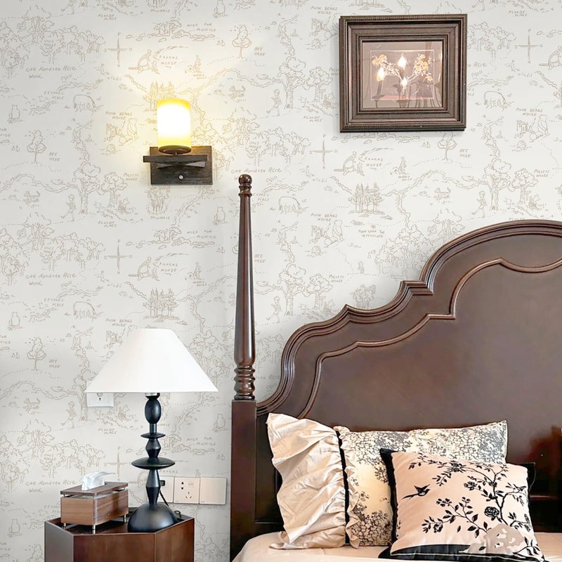 Dimoon 78.7"x17.3" Peel and Stick Wallpaper Contact Paper Boho Beige Wallpaper Brown Floral Removable Wall Paper Self Adhesive Vintage for Nursery Bedroom DIY Colorable Papel Tapiz para Pared - Image 3