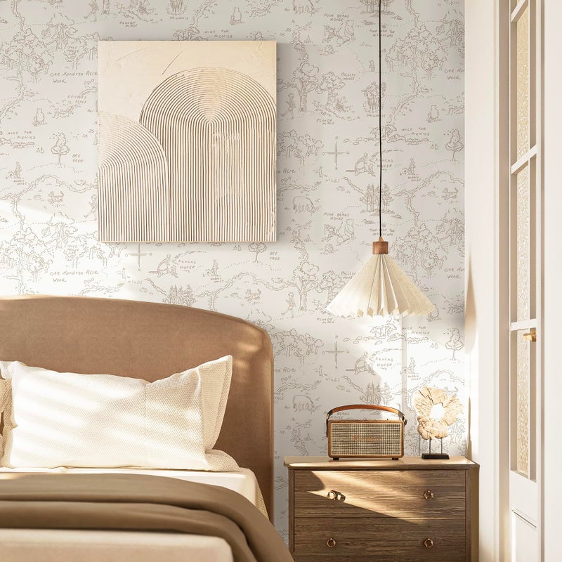 Dimoon 78.7"x17.3" Peel and Stick Wallpaper Contact Paper Boho Beige Wallpaper Brown Floral Removable Wall Paper Self Adhesive Vintage for Nursery Bedroom DIY Colorable Papel Tapiz para Pared - Image 5