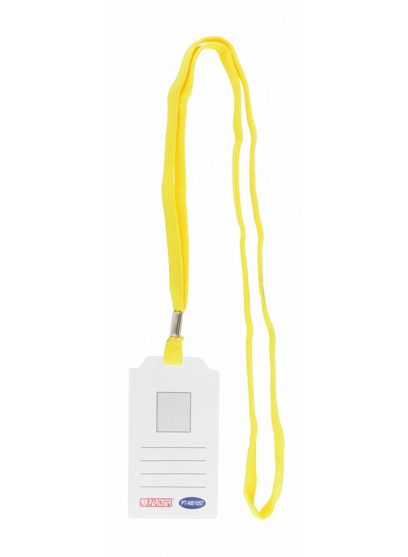 حامل بطاقة هوية عمودي مكون من قطعة واحدة مع حبل أصفر