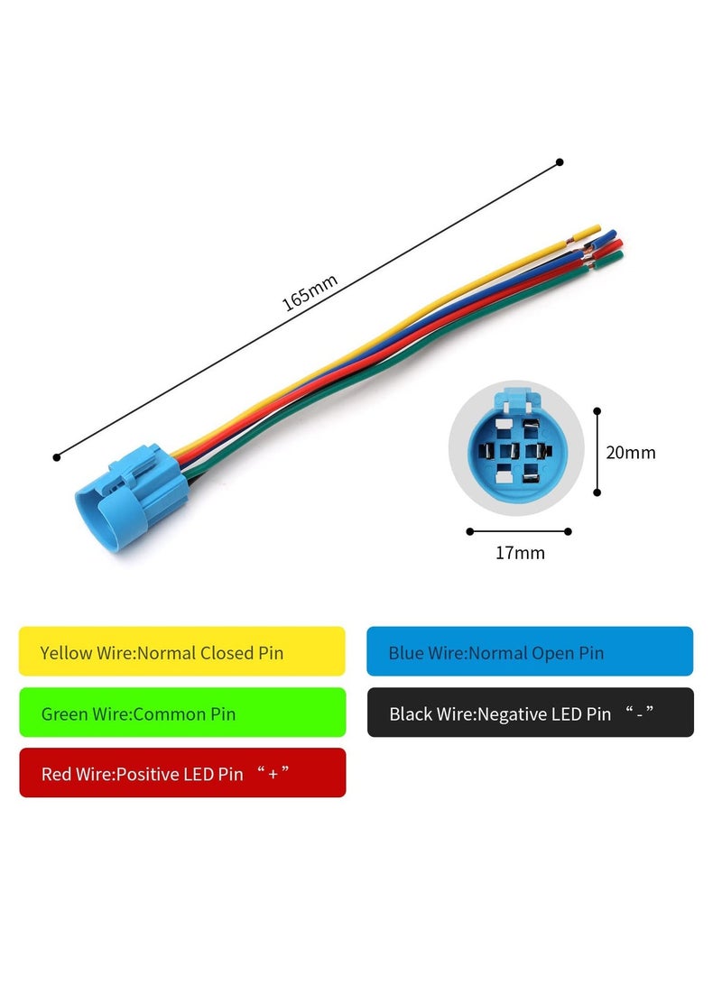 MUNTAQI 19mm 12V Momentary Speaker Horn Push on Toggle Switch 3/4 Mounting Hole 1NO 1NC SPDT with Pre-Wiring Socket for Car Auto Motor Aluminium Alloy, Push on Latching Switch (Blue/Black Shell) - Image 3