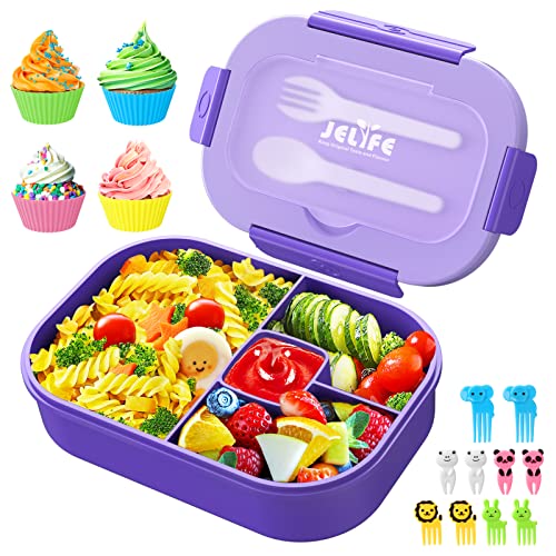 Jelife Lunch Box Kids Bento Box - 1300ml Large Bento-Style Bento-Box Adults Lunch Box, Ideal Leak Proof Bento Lunch Boxes for Kids School, BPA Free Lunchbox Containers for Teens Toddlers, Purple - Image 1