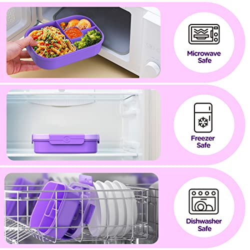 Jelife Lunch Box Kids Bento Box - 1300ml Large Bento-Style Bento-Box Adults Lunch Box, Ideal Leak Proof Bento Lunch Boxes for Kids School, BPA Free Lunchbox Containers for Teens Toddlers, Purple - Image 4
