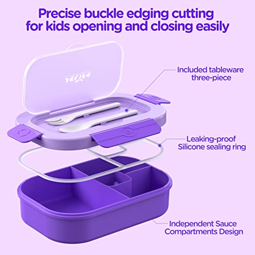 Jelife Lunch Box Kids Bento Box - 1300ml Large Bento-Style Bento-Box Adults Lunch Box, Ideal Leak Proof Bento Lunch Boxes for Kids School, BPA Free Lunchbox Containers for Teens Toddlers, Purple - Image 2