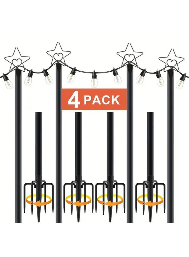 2 Pack 10ft Heavy Duty Outdoor String Light Poles Adjustable Height No Electricity - Image 2