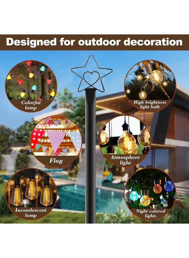 2 Pack 10ft Heavy Duty Outdoor String Light Poles Adjustable Height No Electricity - Image 3