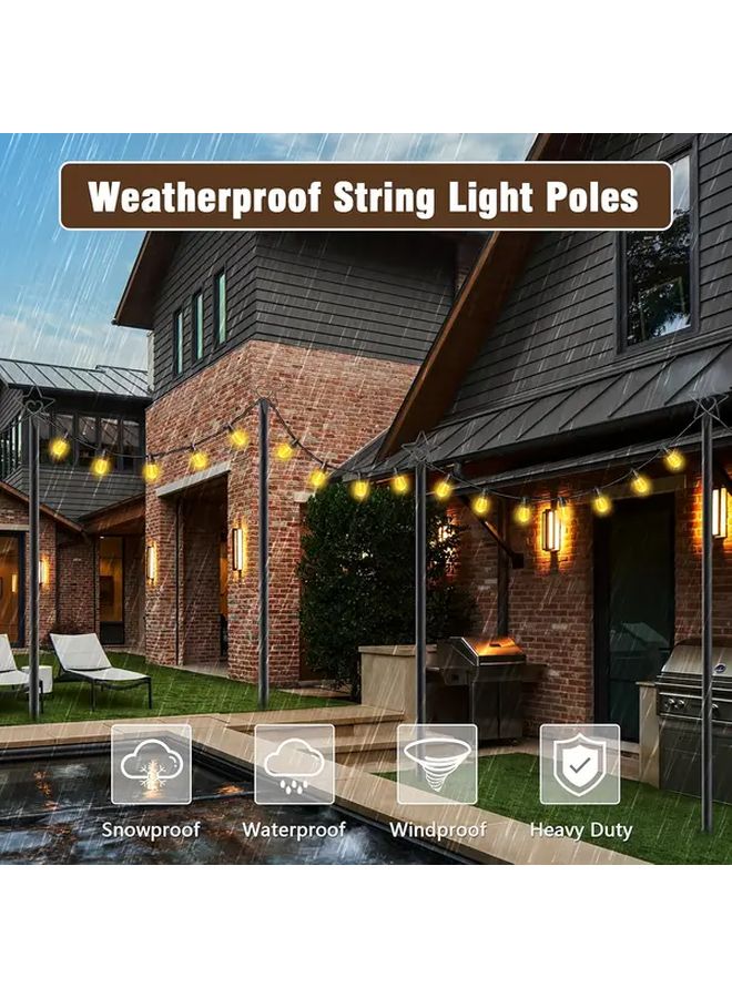 2 Pack 10ft Heavy Duty Outdoor String Light Poles Adjustable Height No Electricity - Image 5