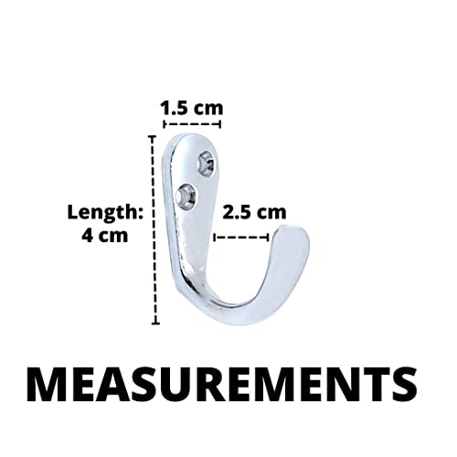 FAPBADRI Multipurpose Hooks, Used to Hang Clothes, Bags, Coats, Curtain Hold Backs, Keys, Silver Colour, Material - White Metal, Screws and Wallplugs Included, Pack of 2 Pieces - Image 3