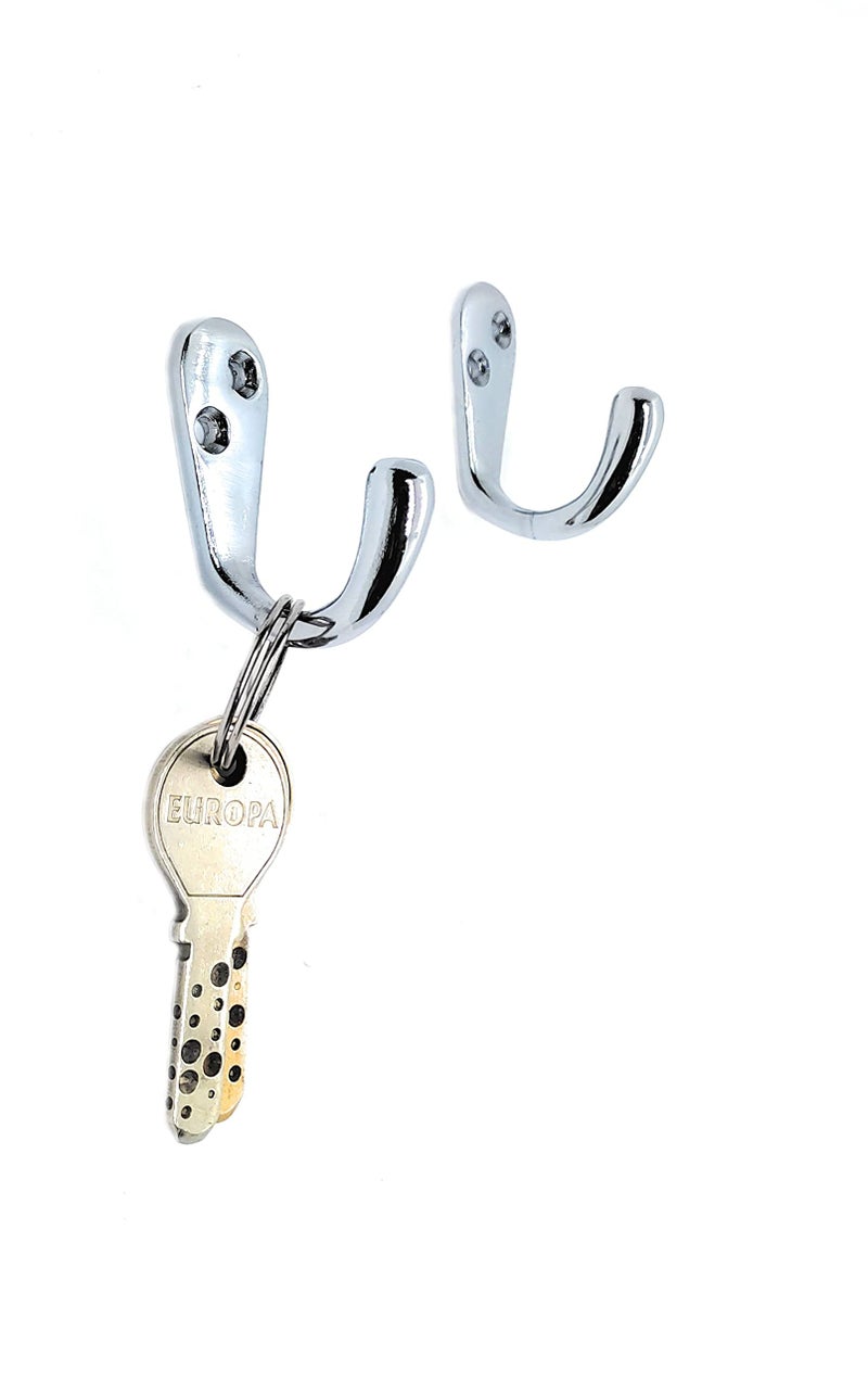 FAPBADRI Multipurpose Hooks, Used to Hang Clothes, Bags, Coats, Curtain Hold Backs, Keys, Silver Colour, Material - White Metal, Screws and Wallplugs Included, Pack of 2 Pieces - Image 5