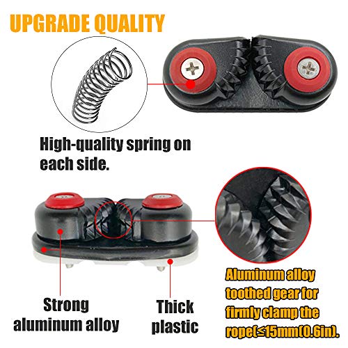 RANDDER Kayak Cam Cleat, Boat Canoe Sailing Boat Dinghy Aluminum Cam Cleats Fast Entry Kayak Cleats (Black-2 Pack) - Image 2