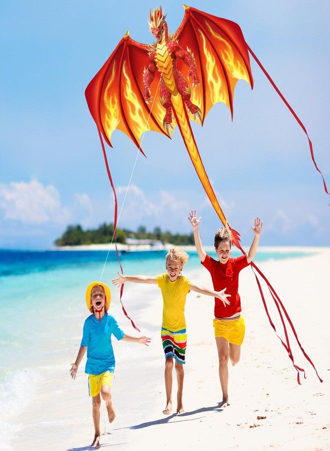 YFAFENGS Large Red Fire Dragon Kite for Kids & Adults Easy to Fly Kite, Perfect for Holiday Fun, Outdoor Activities, Beach & Park Play, Ideal Gift for Dragon Lovers on Christmas/Birthday - Image 3