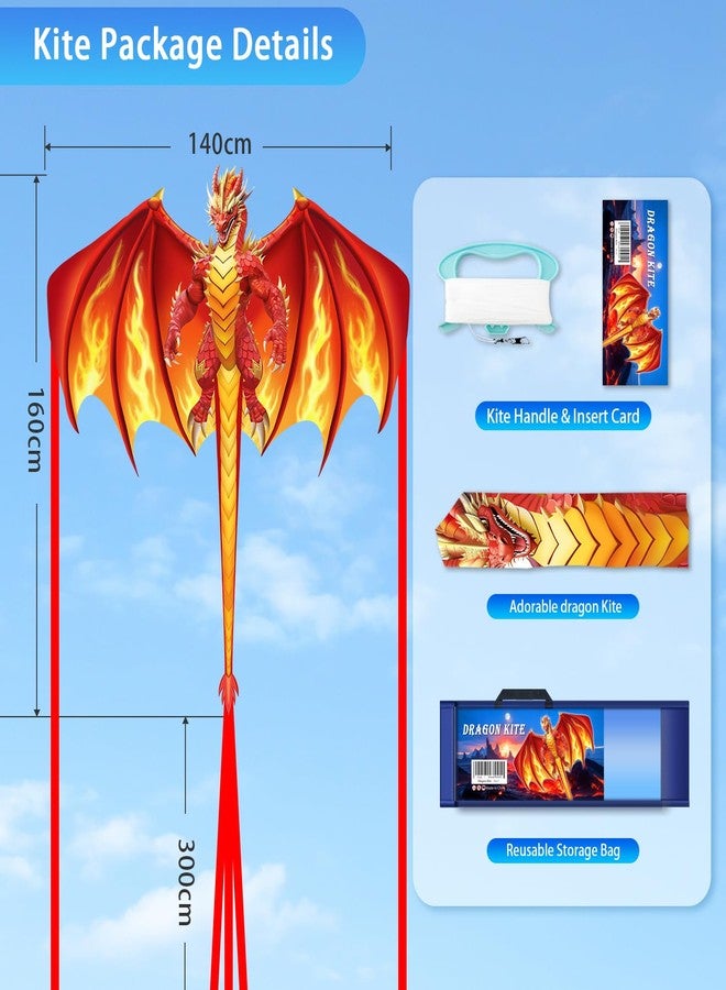 YFAFENGS Large Red Fire Dragon Kite for Kids & Adults Easy to Fly Kite, Perfect for Holiday Fun, Outdoor Activities, Beach & Park Play, Ideal Gift for Dragon Lovers on Christmas/Birthday - Image 2