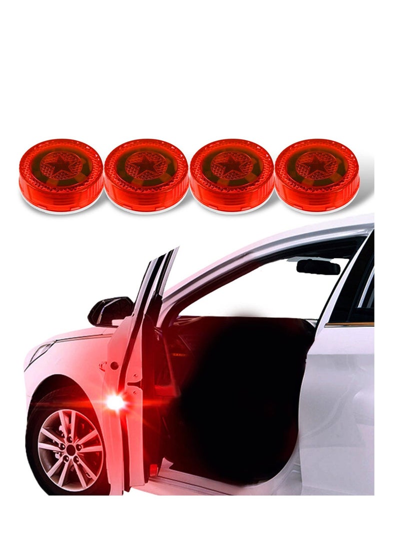 MUNTAQI Universal Wireless Car Door LED Warning Lights, Car Door Warnning Lights, Roadside Flashing Flares Safety Warning Light, Waterproof Design, Strobe Lights for Anti rear-end Collision (Red) (4PCS) - Image 1