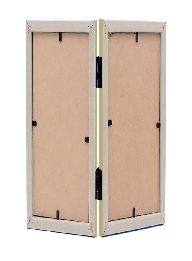 KDM HOME DECOR إطار صور مشترك للزوجين من KDM HOME DECOR، مقاس 4×6 بوصة، مصنوع من الخشب الصناعي المرن والزجاج (أكريليك)، قابل للطي، يُوضع على الطاولة (يتسع لصورتين مقاس 4×6 بوصة)، لون الخشب الطبيعي - Image 3