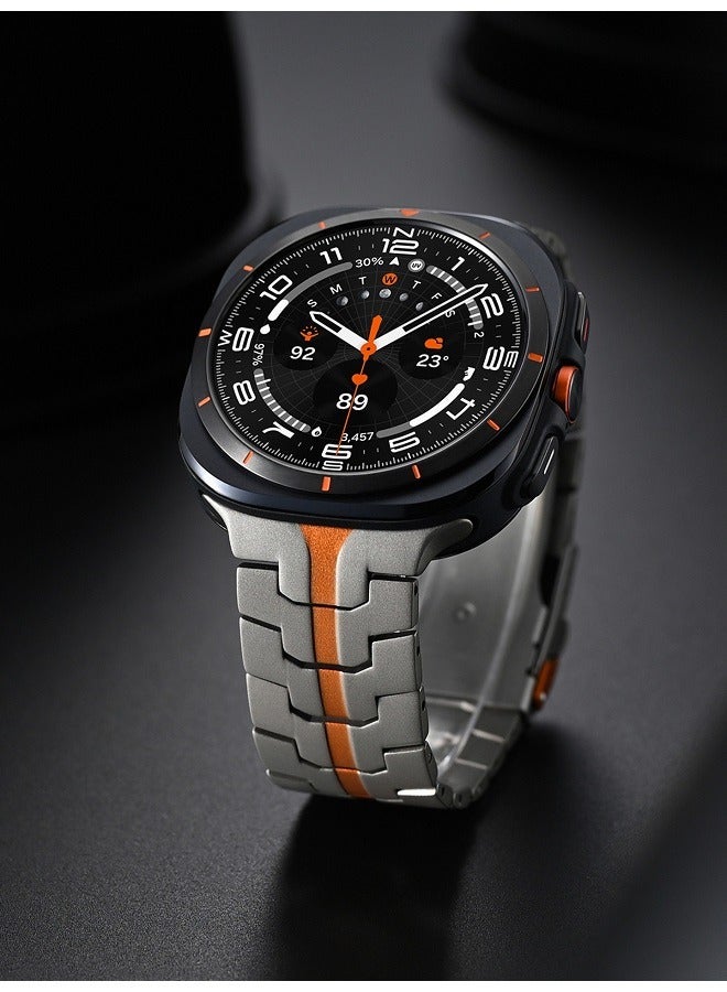 Beauenty Titanium Band for Samsung Galaxy Watch Ultra 47mm LTE, Men and Women Luxury Titanium Metal Replacement Watch Strap for Samsung Watch Ultra, Titanium-Orange - Image 3