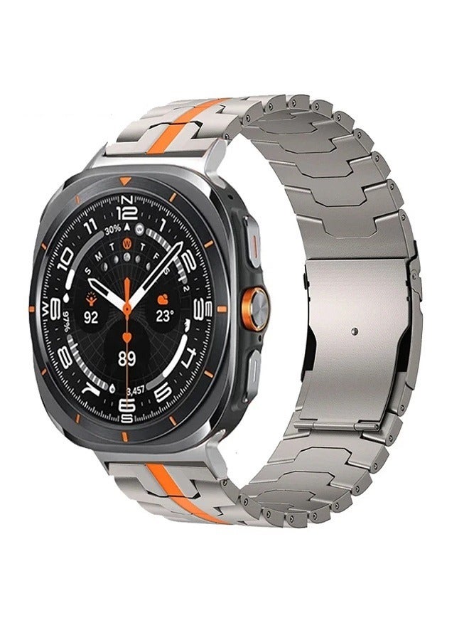 Beauenty Titanium Band for Samsung Galaxy Watch Ultra 47mm LTE, Men and Women Luxury Titanium Metal Replacement Watch Strap for Samsung Watch Ultra, Titanium-Orange - Image 1