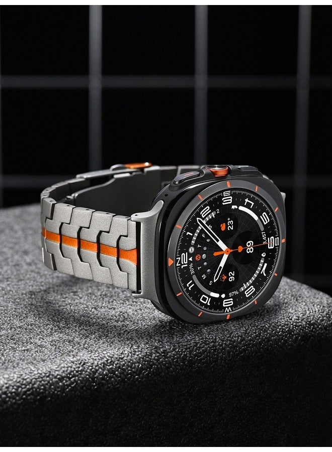 Beauenty Titanium Band for Samsung Galaxy Watch Ultra 47mm LTE, Men and Women Luxury Titanium Metal Replacement Watch Strap for Samsung Watch Ultra, Titanium-Orange - Image 5