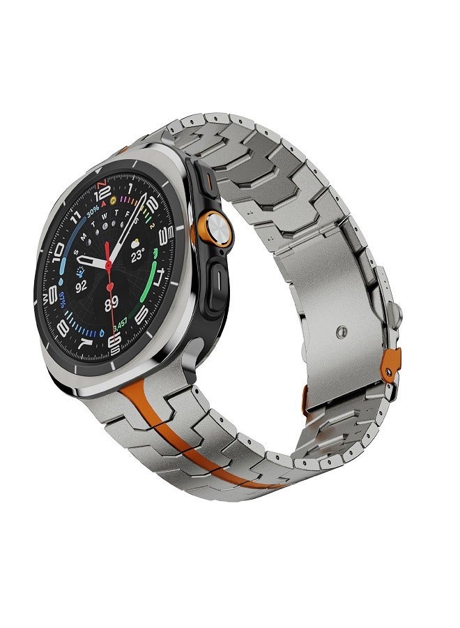 Beauenty Titanium Band for Samsung Galaxy Watch Ultra 47mm LTE, Men and Women Luxury Titanium Metal Replacement Watch Strap for Samsung Watch Ultra, Titanium-Orange - Image 2