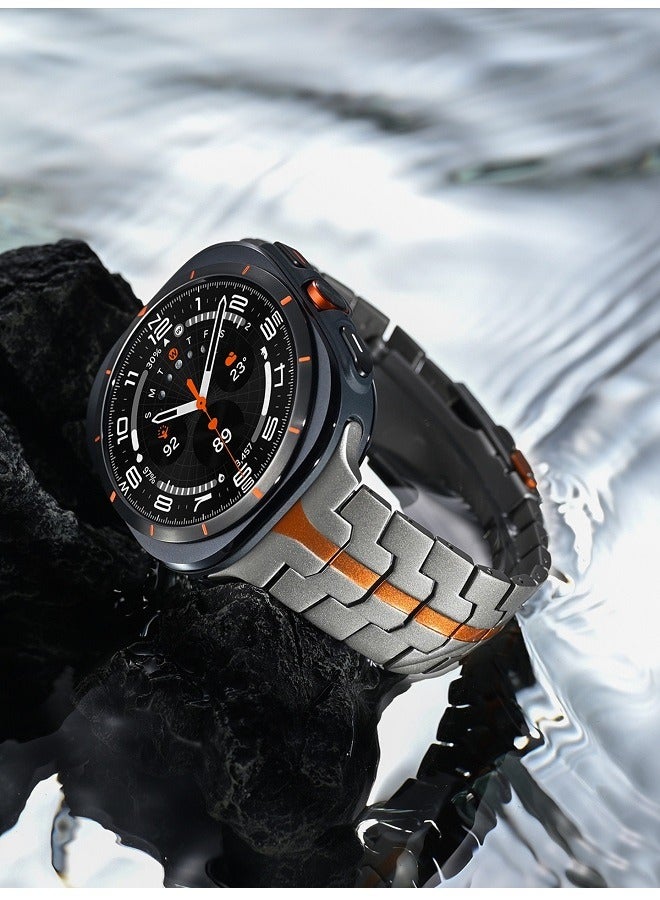Beauenty Titanium Band for Samsung Galaxy Watch Ultra 47mm LTE, Men and Women Luxury Titanium Metal Replacement Watch Strap for Samsung Watch Ultra, Titanium-Orange - Image 4