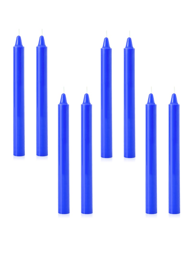 8 قطعة شموع مخروطية زرقاء بيضاء - 22 سم 8.6 بوصة قطر 2.2 سم 0.86 بوصة بلا رائحة بلا دخان بلا تنقيط شموع تزيينية لديكور بحرية زفاف حفلة رمضان - Image 1