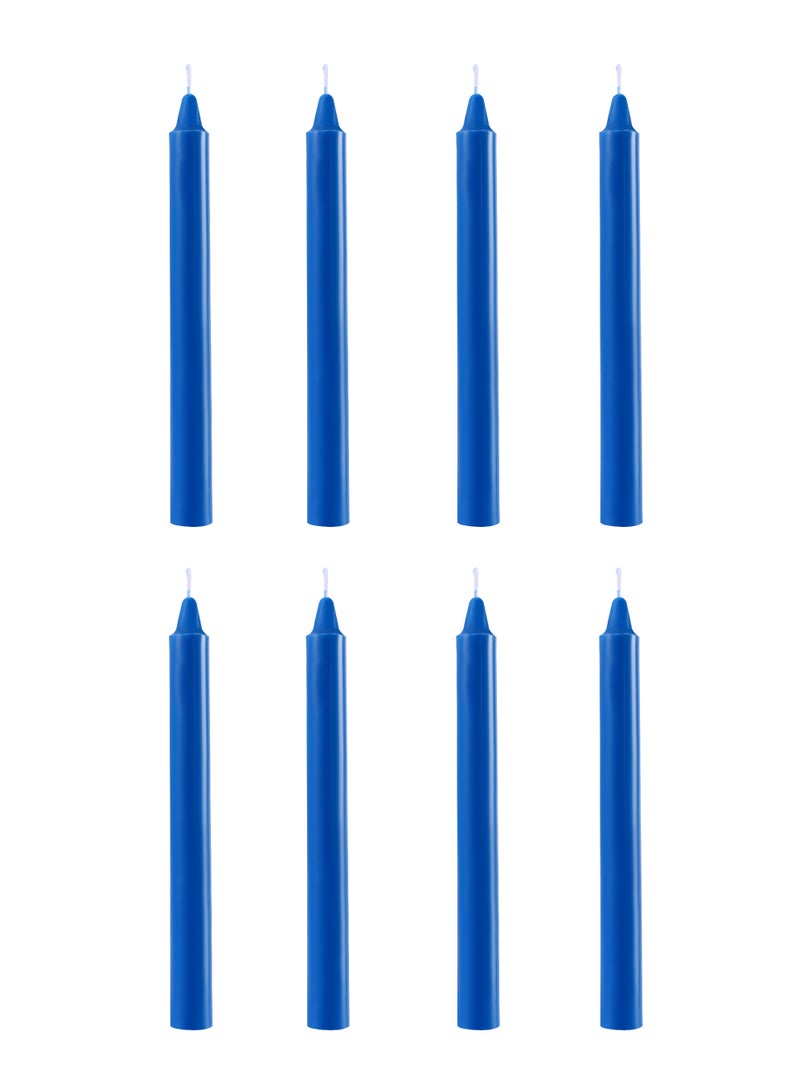 8 قطعة شموع مخروطية زرقاء بيضاء - 22 سم 8.6 بوصة قطر 2.2 سم 0.86 بوصة بلا رائحة بلا دخان بلا تنقيط شموع تزيينية لديكور بحرية زفاف حفلة رمضان - Image 2