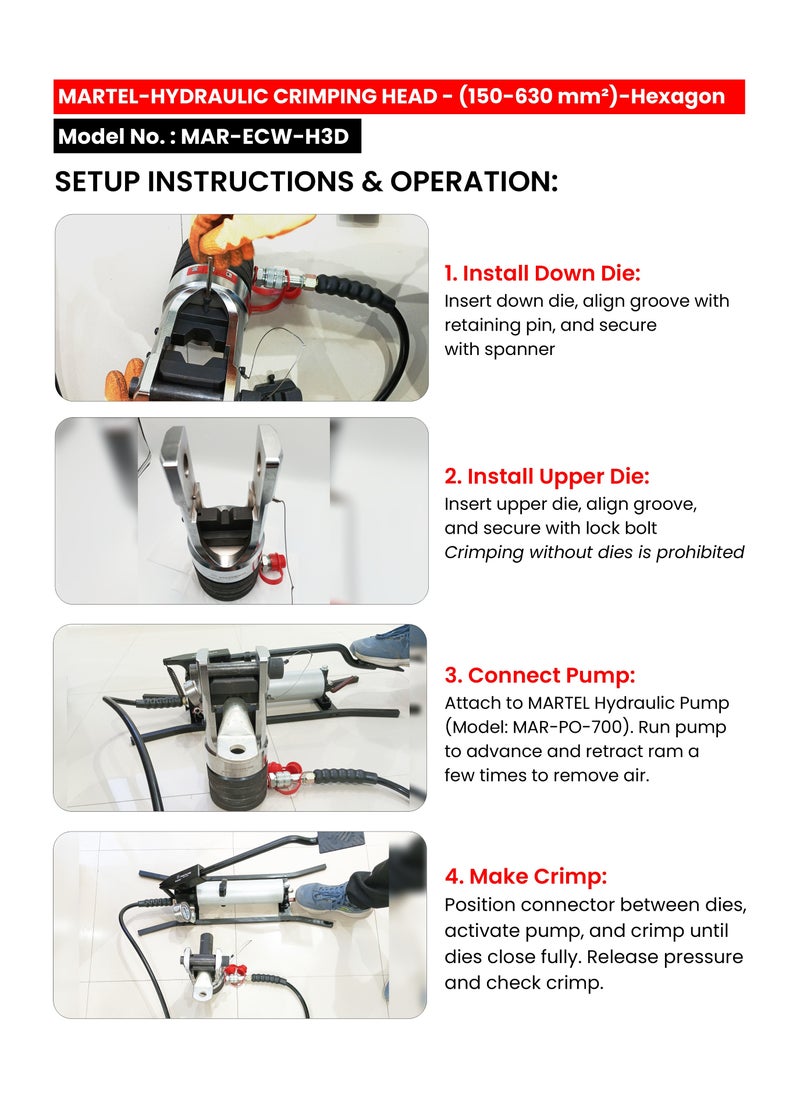 MARTEL Hydraulic Crimping Head with Complete Die Set (150-630 mm²)  - Image 2
