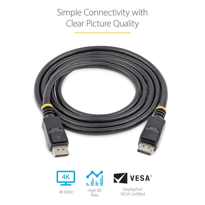StarTech.com 15ft (4.6m) DisplayPort 1.2 Cable - 4K x 2K Ultra HD VESA Certified DisplayPort Cable - DP Video/Display Cord - Latching DP Connectors - Image 3