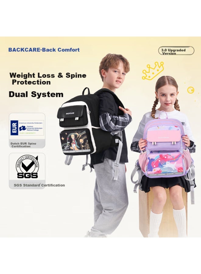 Back Care Elementary School Student Spine Protection And Load-reducing Backpack For Grades 1-3, Boys And Girls Children's Double Shoulder Bag Backpack/b25-161b - Image 2