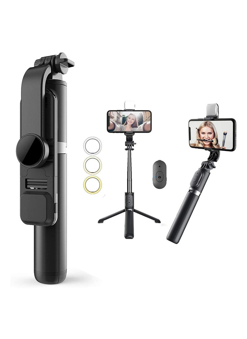 ELTRAZONE Selfie Stick, Wireless Bluetooth Selfie Stick Tripod with Remote, Aluminum Alloy Selfie Stick with Fill Light, Compatible with iPhone 13 12 11 Pro XS Max XR X 8 7 - Image 1