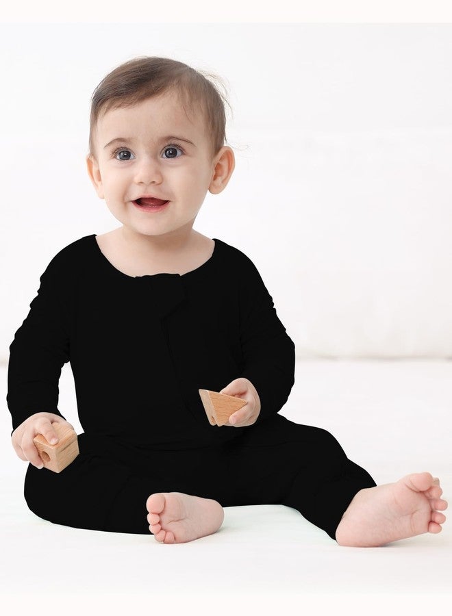 GUISBY Footless Baby Pajamas, Soft Long Sleeve with 2 Way Zipper Baby Sleepers Boy Black 12-18 Months - Image 3