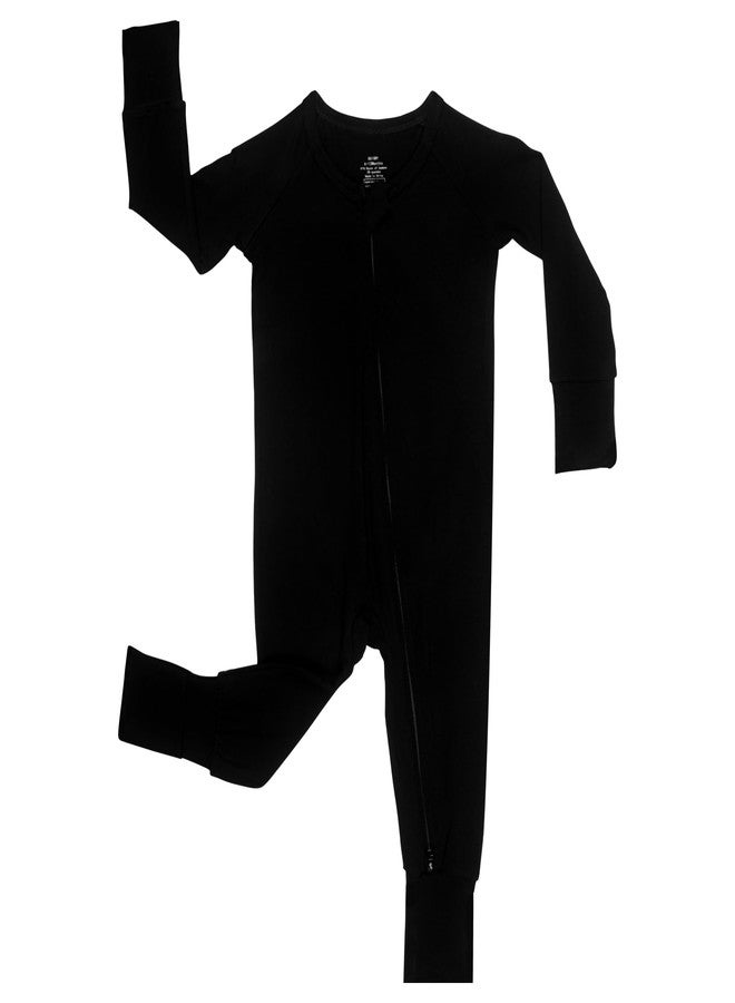 GUISBY Footless Baby Pajamas, Soft Long Sleeve with 2 Way Zipper Baby Sleepers Boy Black 12-18 Months - Image 1