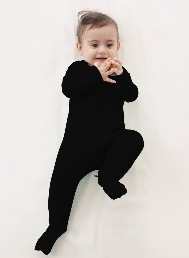 GUISBY Footless Baby Pajamas, Soft Long Sleeve with 2 Way Zipper Baby Sleepers Boy Black 12-18 Months - Image 4