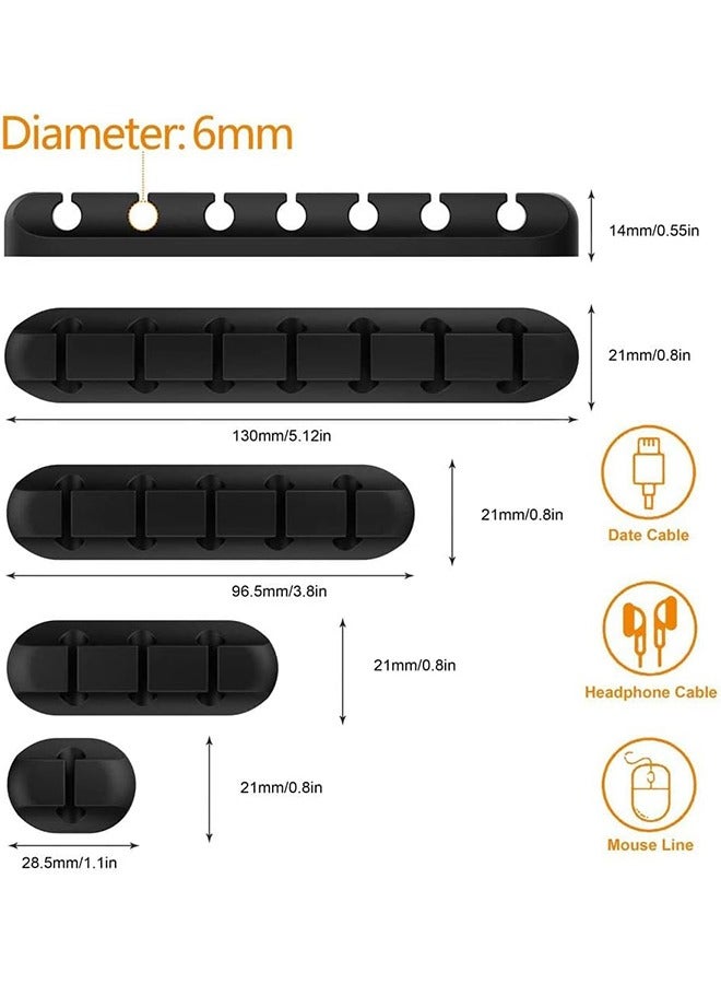 أوشن منظم الكبل كليبس حامل الكبل -5 حزم إدارة الكبل الذاتي اللاصق لـ USB كابل/سلك الطاقة/الأسلاك، السيارة والمكتب، المنزل والمكتب (7-5-3-1-1 فتحات)، حامل الكبل الأسود - Image 3