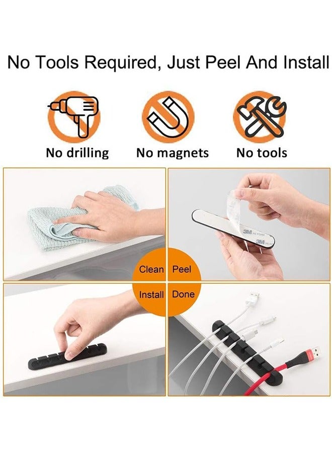 أوشن منظم الكبل كليبس حامل الكبل -5 حزم إدارة الكبل الذاتي اللاصق لـ USB كابل/سلك الطاقة/الأسلاك، السيارة والمكتب، المنزل والمكتب (7-5-3-1-1 فتحات)، حامل الكبل الأسود - Image 5