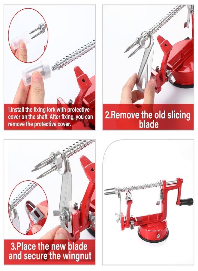 Threlaco مجموعة ملحقات تقشير التفاح من ثريلاكو (8 قطع) - شفرات بديلة متعددة الاستخدامات للتقطيع والتقشير - شفرات تقطيع وتقشير، شوكة، وقطع غيار لمطابخ المطاعم - Image 3