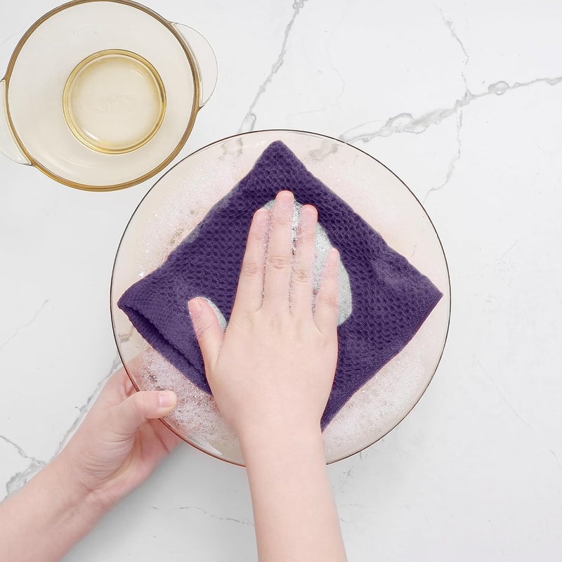 Homaxy 100% Cotton Waffle Weave Kitchen Dish Cloths, Ultra Soft Absorbent Quick Drying Dish Towels, 12 x 12 Inches, 8-Pack, Eggplant - Image 4