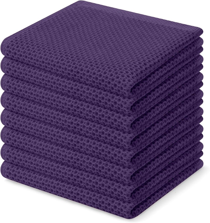 Homaxy 100% Cotton Waffle Weave Kitchen Dish Cloths, Ultra Soft Absorbent Quick Drying Dish Towels, 12 x 12 Inches, 8-Pack, Eggplant - Image 1
