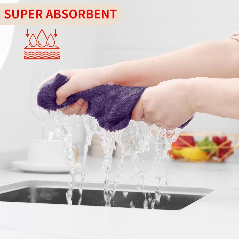 Homaxy 100% Cotton Waffle Weave Kitchen Dish Cloths, Ultra Soft Absorbent Quick Drying Dish Towels, 12 x 12 Inches, 8-Pack, Eggplant - Image 3