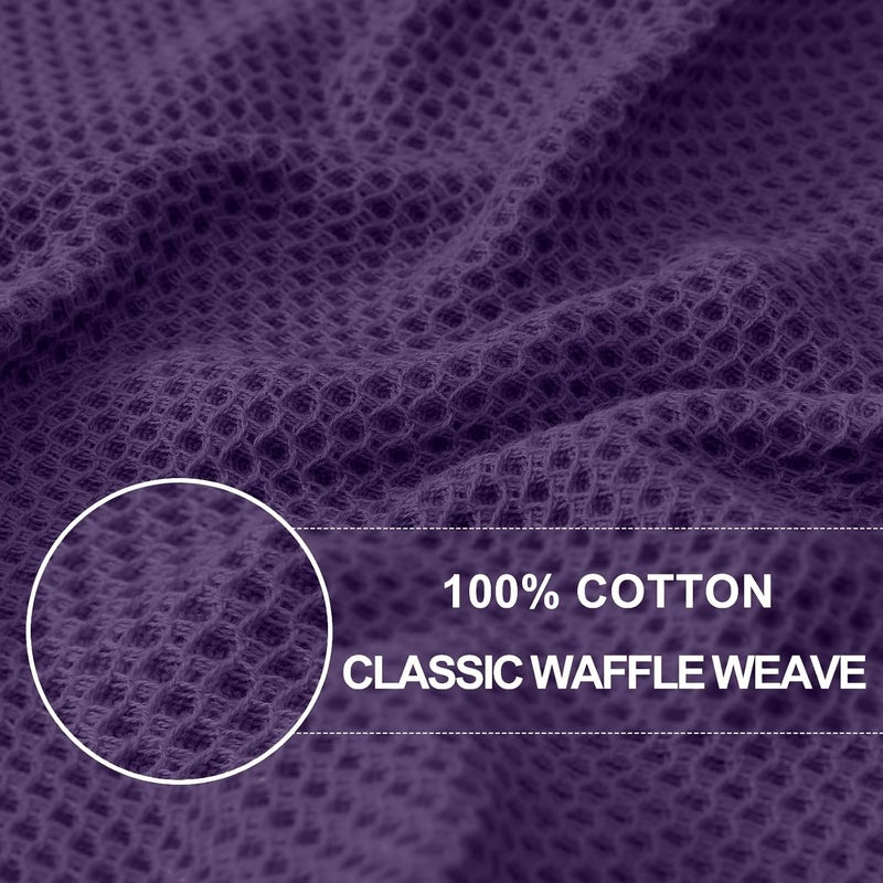 Homaxy 100% Cotton Waffle Weave Kitchen Dish Cloths, Ultra Soft Absorbent Quick Drying Dish Towels, 12 x 12 Inches, 8-Pack, Eggplant - Image 2