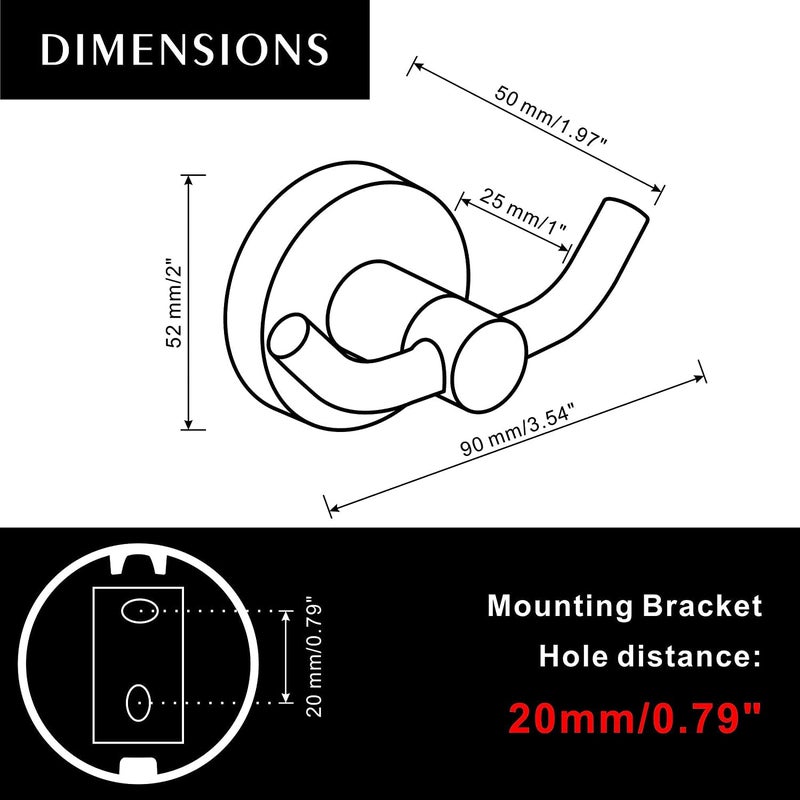 iSTAR Black Bathroom Hooks for Towels | Modern Double Robe & Towel Hook - Ideal as Bathroom Towel Holder, Shower Wall or Kitchen Hand Towel Holder - Image 3