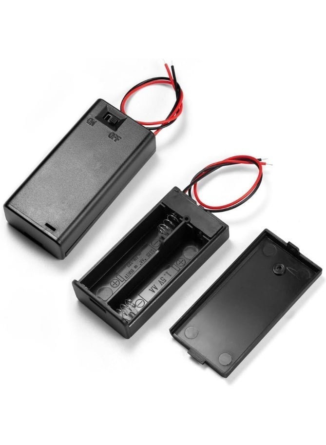 2Pcs 2 AA 1.5V Battery Holder Case with Wire Leads and ON Off Switch - Image 1