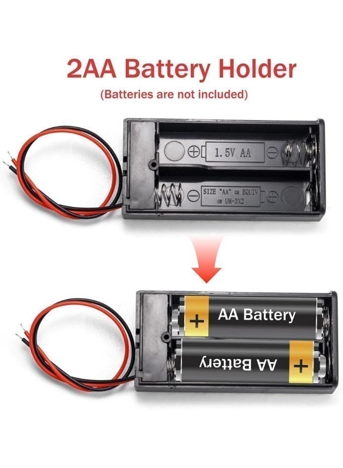 2Pcs 2 AA 1.5V Battery Holder Case with Wire Leads and ON Off Switch - Image 3