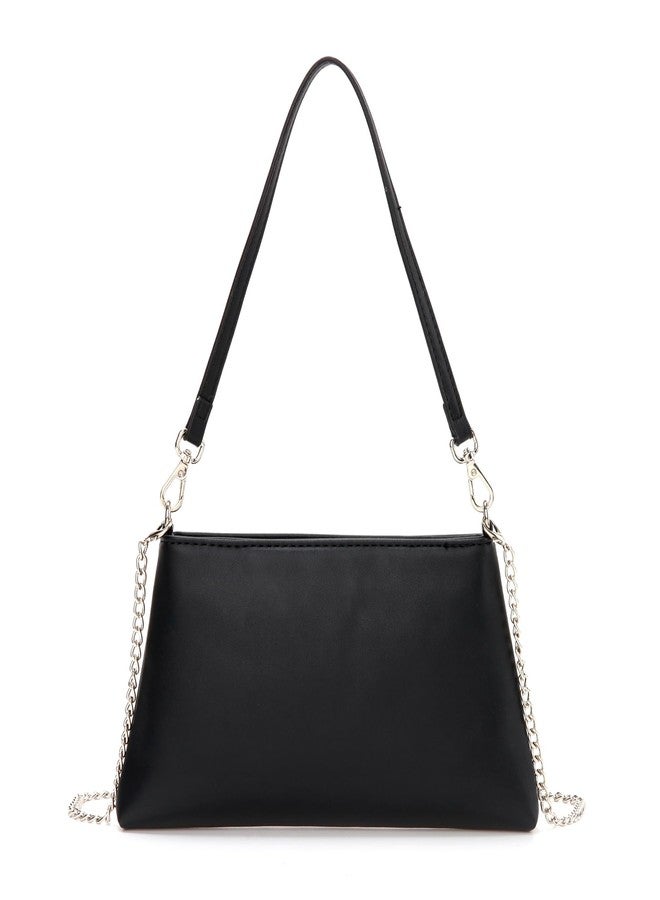 Valleycomfy Women Clutch Purses Ladies Pu Leather Evening Bag Shoulder Bag Handbag for Party/Wedding/Cocktail/Prom/Club, Black - Image 1