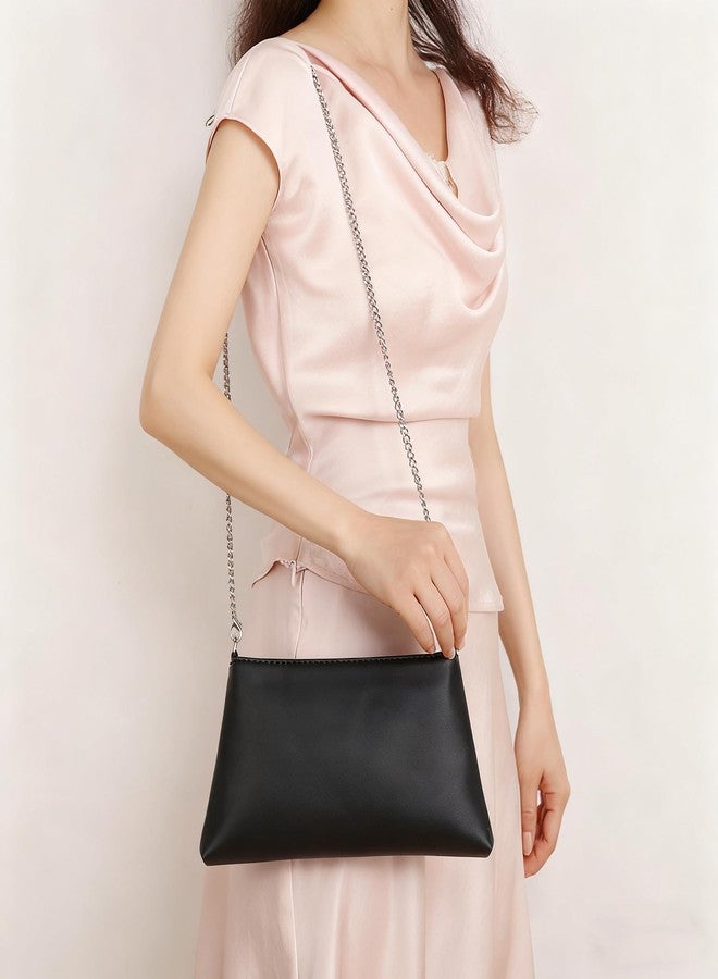 Valleycomfy Women Clutch Purses Ladies Pu Leather Evening Bag Shoulder Bag Handbag for Party/Wedding/Cocktail/Prom/Club, Black - Image 2