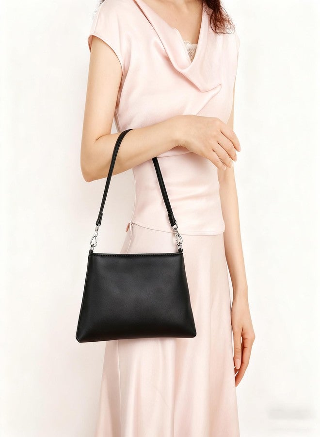 Valleycomfy Women Clutch Purses Ladies Pu Leather Evening Bag Shoulder Bag Handbag for Party/Wedding/Cocktail/Prom/Club, Black - Image 3