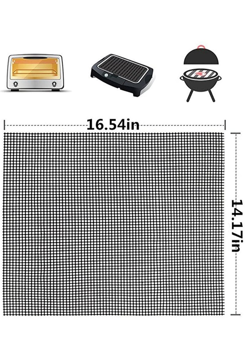 Generic - BBQ Grill Mesh Mat Set 3 PCS, Non Stick Grilling Reusable Heat Resistant Teflon Mats for Grilling, Cooking, Baking, Barbecue and Oven - Image 1