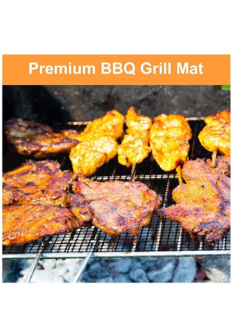 Generic - BBQ Grill Mesh Mat Set 3 PCS, Non Stick Grilling Reusable Heat Resistant Teflon Mats for Grilling, Cooking, Baking, Barbecue and Oven - Image 1