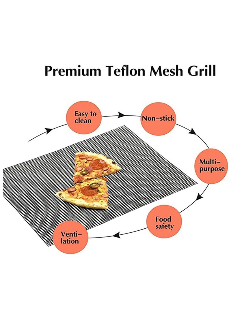 Generic - BBQ Grill Mesh Mat Set 3 PCS, Non Stick Grilling Reusable Heat Resistant Teflon Mats for Grilling, Cooking, Baking, Barbecue and Oven - Image 1