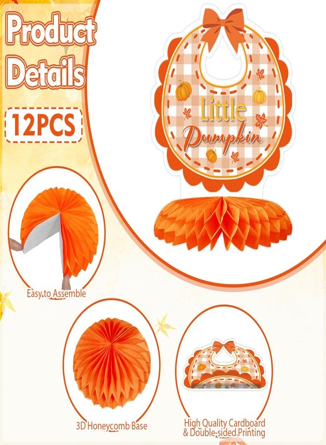 ZCPTZ 12Pcs Fall Baby Shower Honeycomb Centerpieces Orange and Light Yellow Pumpkin Honeycomb Table Decorations for Little Pumpkin Baby Shower, Thanksgiving, Birthday, Gender Reveal, Autumn Party - Image 3